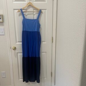 LOFT Two-Tone Blue and Black Maxi Dress
